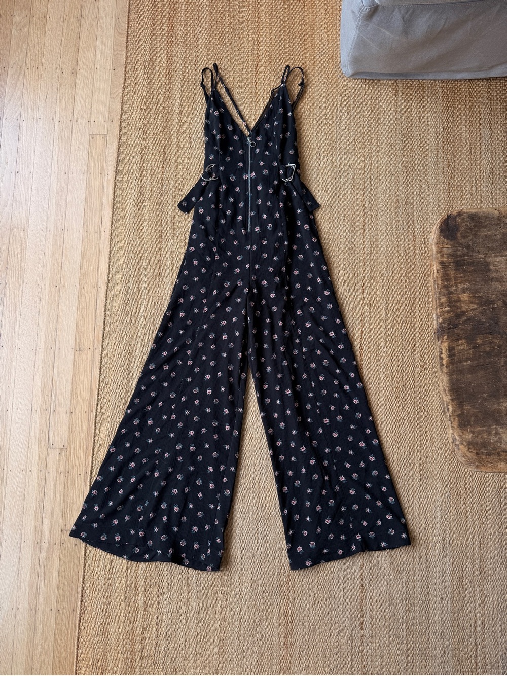 Free People Black Floral Wide-Leg Jumpsuit